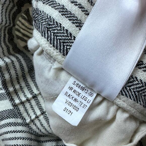Old Navy Elastic Drawstring Waist Linen Blend Striped Wide Leg Pants Large - Picture 14 of 14
